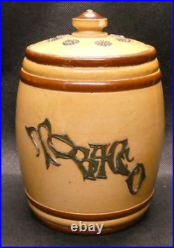 Antique Doulton Lambeth Stoneware Tobacco Jar with Monkey Smoking a Pipe