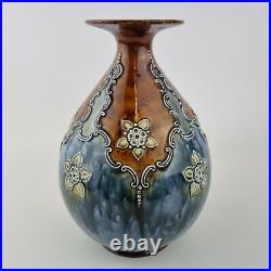 Antique Doulton Lambeth Stoneware Vase Art Nouveau Signed L W 24cm High