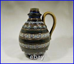 Antique Doulton Lambeth bulbous stoneware bottle vase c 1880 United Kingdom