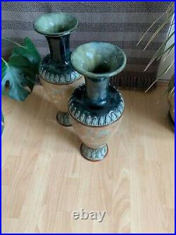 Antique Exquisite Large Pair of Doulton Slaters Patent Vases