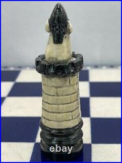 Antique George Tinworth Royal Doulton Black Mouse Chess Castle