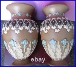 Antique Lambert Doulton Silicone Stoneware Two Vases