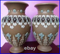 Antique Lambert Doulton Silicone Stoneware Two Vases
