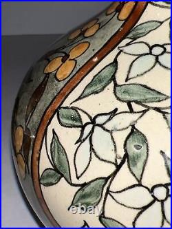 Antique Lambeth Doulton Faience Vase 1879 Signed Set Floral Garden Unique Classy