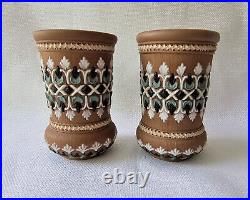 Antique Matching Pair of Doulton Lambeth Silicon Ware Vases 1881-1912