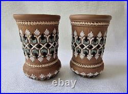 Antique Matching Pair of Doulton Lambeth Silicon Ware Vases 1881-1912