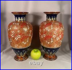 Antique Pair Of Royal Doulton Lambeth Vases 14