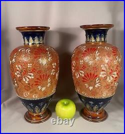 Antique Pair Of Royal Doulton Lambeth Vases 14