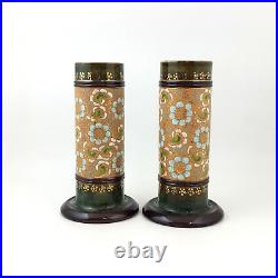 Antique Pair of Royal Doulton Lambeth Slater Vases 8389 6654 RD