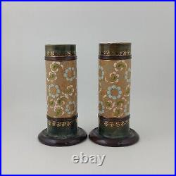 Antique Pair of Royal Doulton Lambeth Slater Vases 8389 6654 RD