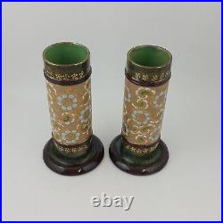 Antique Pair of Royal Doulton Lambeth Slater Vases 8389 6654 RD