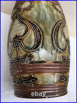 Antique Royal Doulton Lambeth Stoneware Art Nouveau Style Jug 7 1/2 Marked LW