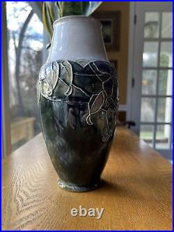 Antique Royal Doulton Lambeth Stoneware Vase, Signed