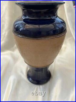 Antique Royal Doulton Stoneware Vase c1915 Lambeth style flower design