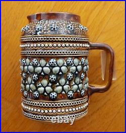Antique Victorian 1875 Doulton Lambeth Ceramic Pottery Jug Mug Sea Shell England