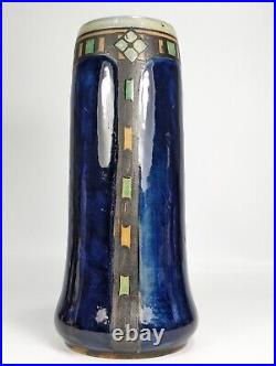Antique c1920 Royal Doulton Arts & Crafts Stoneware Tall Vase Signed Jane Hurst