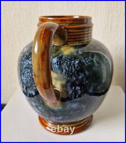 Art Nouveau Doulton 1870's Lambeth Stoneware Blue Bottled Glaze Jug Rare Antique