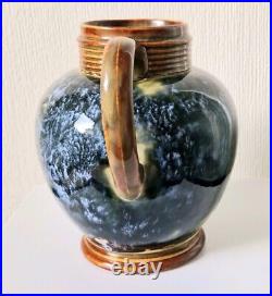 Art Nouveau Doulton 1870's Lambeth Stoneware Blue Bottled Glaze Jug Rare Antique