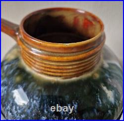 Art Nouveau Doulton 1870's Lambeth Stoneware Blue Bottled Glaze Jug Rare Antique