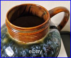 Art Nouveau Doulton 1870's Lambeth Stoneware Blue Bottled Glaze Jug Rare Antique