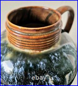 Art Nouveau Doulton 1870's Lambeth Stoneware Blue Bottled Glaze Jug Rare Antique