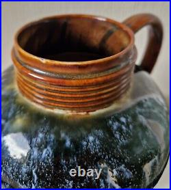 Art Nouveau Doulton 1870's Lambeth Stoneware Blue Bottled Glaze Jug Rare Antique