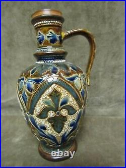 Artist Signed Royal Doulton Lambeth Stoneware Pottery England Ewer Vase 1879