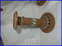 Attractive Pair Of Doulton Stoneware Candlesticks 16 CM Tall