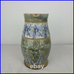 Beautiful Antique Doulton Lambeth England Blue/Green Floral Stoneware Jug/Vase