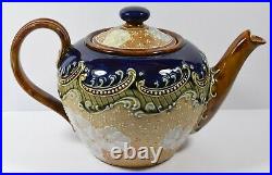 Beautiful Doulton Lambeth 9198 Teapot Beautiful Lace Design with White Flowers