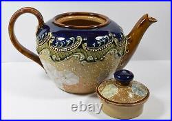 Beautiful Doulton Lambeth 9198 Teapot Beautiful Lace Design with White Flowers