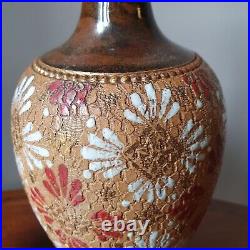 Beautiful Pair Of Royal Doulton Lambeth Slaters Patent Brown Vases Late 19thC
