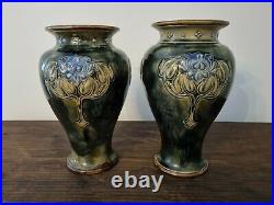 Beautiful pair of Royal Doulton Lily Partington Art Nouveau Vases