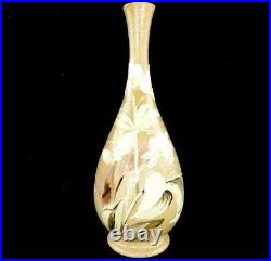 C1879 Antique Doulton Impasto Ware Bottle Vase Stylised Flowers