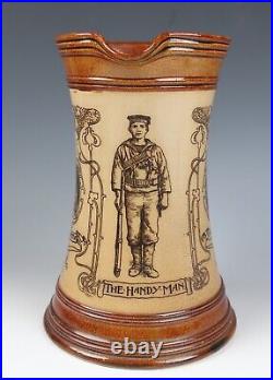 C. 1900 Doulton Lambeth Handy Man Boer War Commemorative Jug Pitcher Stoneware