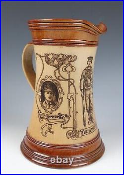 C. 1900 Doulton Lambeth Handy Man Boer War Commemorative Jug Pitcher Stoneware