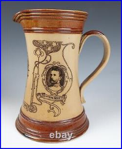 C. 1900 Doulton Lambeth Handy Man Boer War Commemorative Jug Pitcher Stoneware