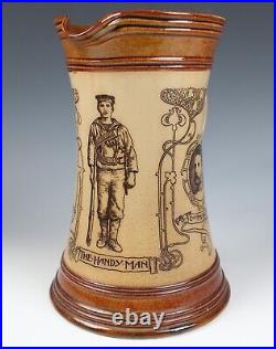 C. 1900 Doulton Lambeth Handy Man Boer War Commemorative Jug Pitcher Stoneware