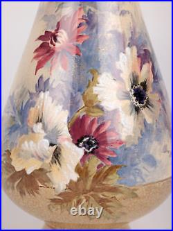Crown Doulton Lambeth Large Pair Impressive Floral Painted Vases