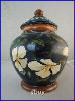 Doulton Faience Hand Painted Pottery Ginger Jar & Cover