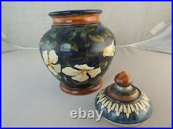 Doulton Faience Hand Painted Pottery Ginger Jar & Cover