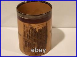 Doulton Lambeth #85 England Advertising Mug Stoneware Sterling Silver Rim RARE