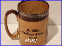 Doulton Lambeth #85 England Advertising Mug Stoneware Sterling Silver Rim RARE