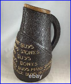 Doulton Lambeth Ale Leather Ware Motto Jug Old Large Saying 9 In Tall