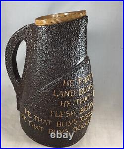 Doulton Lambeth Ale Leather Ware Motto Jug Old Large Saying 9 In Tall