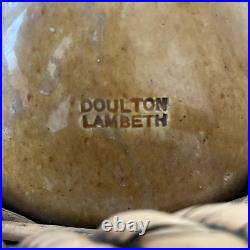Doulton Lambeth Antique Flagon For J L Taylor Brewers Stoneware In Wicker Basket