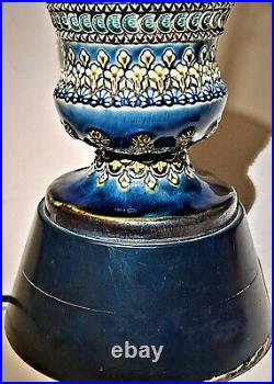 Doulton Lambeth Antique Stoneware Art Pottery Lamp Signed Kate Davis 1882