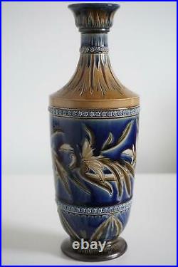 Doulton Lambeth Art Pottery Vase Foliate Design Florence Barlow c. 1879