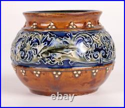 Doulton Lambeth Art Pottery Vase with Fish by Maud Bowden