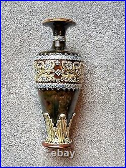 Doulton Lambeth Balluster Vase c. 1900 Acanthus Relief by Louisa Wakely